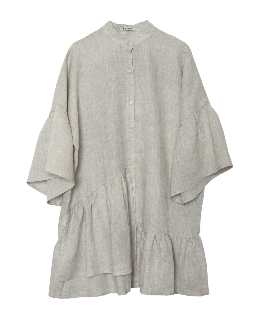 Ancient Scroll Linen Mini Dress | ZALXNDRA