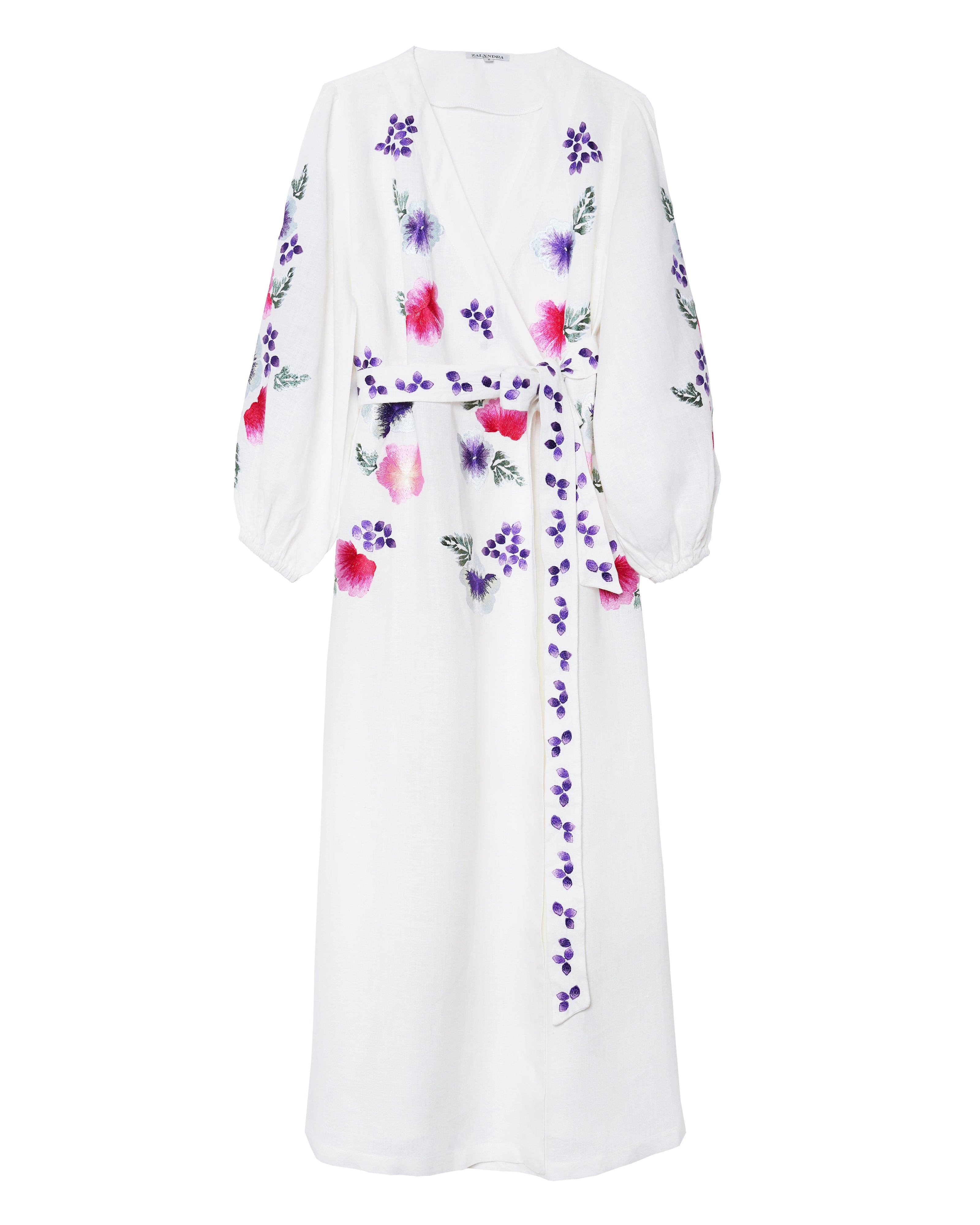 White Embroidered Linen Maxi Dress | ZALXNDRA