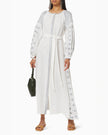 White Embroidered Linen Maxi Dress | ZALXNDRA