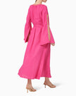 Fuchsia Embroidered Linen Maxi Dress | ZALXNDRA