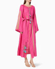 Fuchsia Embroidered Linen Maxi Dress | ZALXNDRA