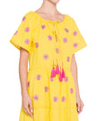 Saffron Yellow Embroidered Linen Maxi Dress | ZALXNDRA
