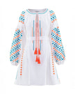 White Embroidered Linen Mini Dress | ZALXNDRA