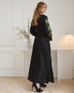 Black Embroidered Linen Maxi Dress | ZALXNDRA