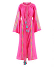 Fuchsia Embroidered Linen Maxi Dress | ZALXNDRA