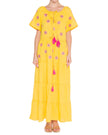 Saffron Yellow Embroidered Linen Maxi Dress | ZALXNDRA