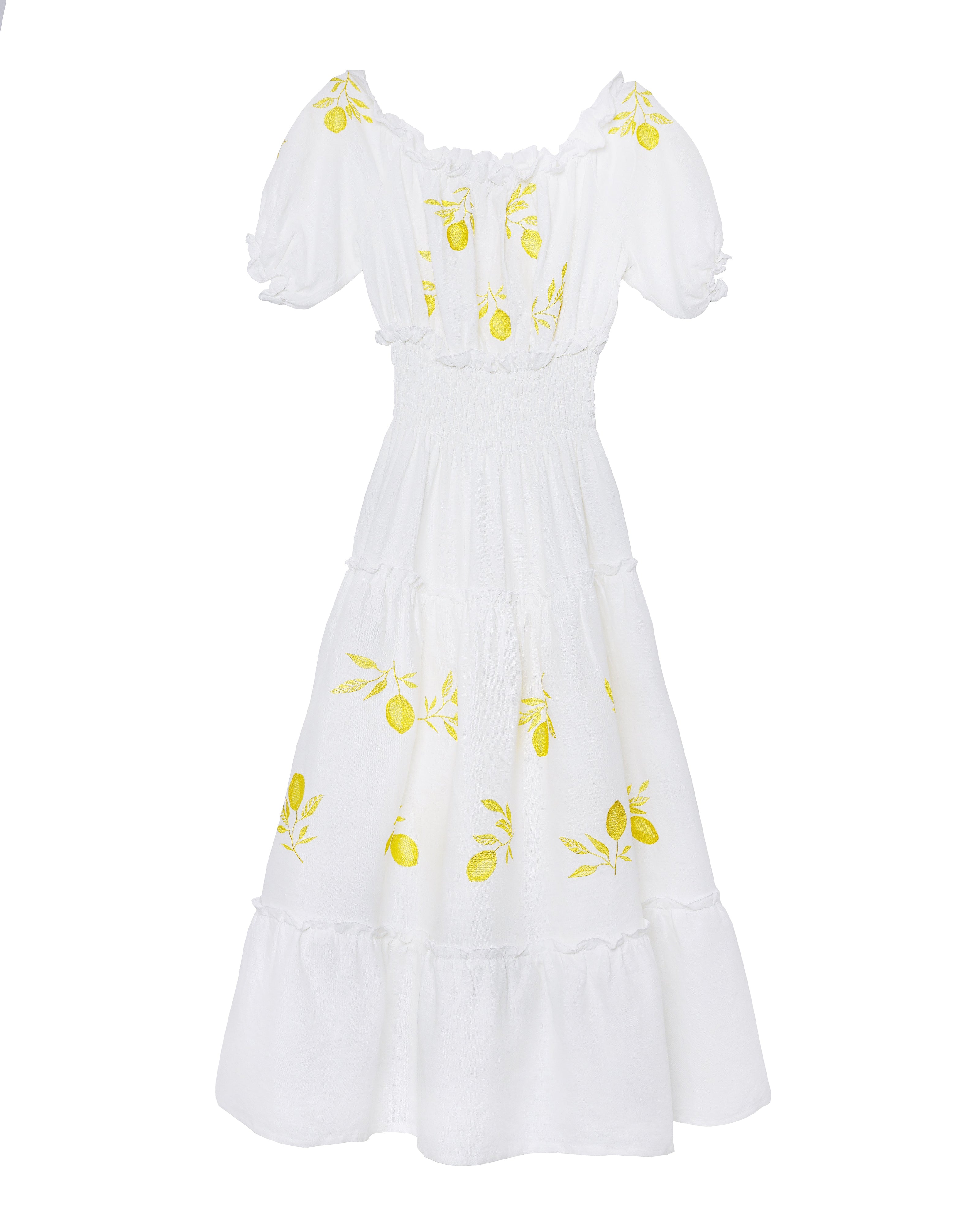 White Embroidered Linen Dress | ZALXNDRA