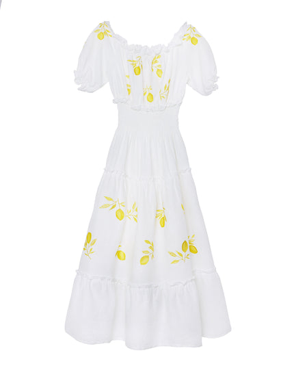 White Embroidered Linen Dress | ZALXNDRA