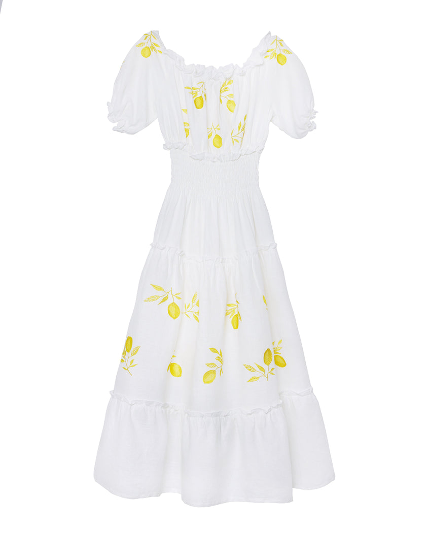 White Embroidered Linen Dress | ZALXNDRA