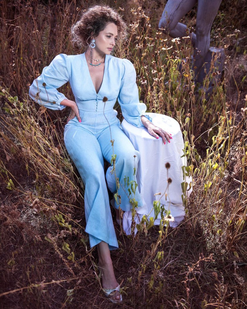 Baby Blue Linen Set | ZALXNDRA