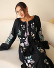 Black Embroidered Linen Maxi Dress | ZALXNDRA