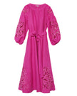 Fuchsia Hand Cut Embroidered Linen Maxi Dress | ZALXNDRA