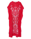 Scarlet Red Hand Embroidered Linen Maxi Dress | ZALXNDRA