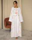 White Embroidered Linen Maxi Dress | ZALXNDRA