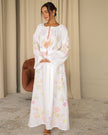 White Embroidered Linen Maxi Dress | ZALXNDRA