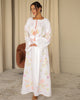 White Embroidered Linen Maxi Dress | ZALXNDRA