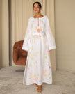 White Embroidered Linen Maxi Dress | ZALXNDRA