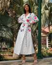 White Embroidered Linen Maxi Dress | ZALXNDRA