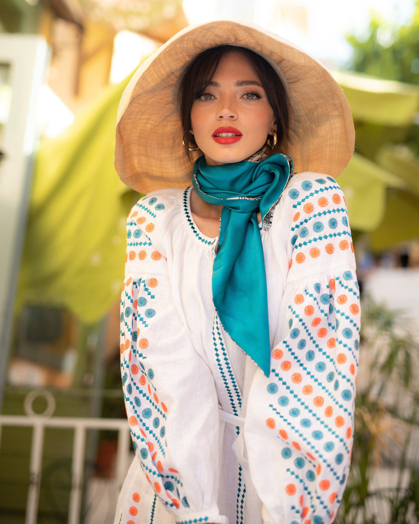 White Embroidered Linen Maxi Dress | ZALXNDRA