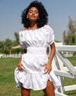 White Embroidered Linen Mini Dress | ZALXNDRA