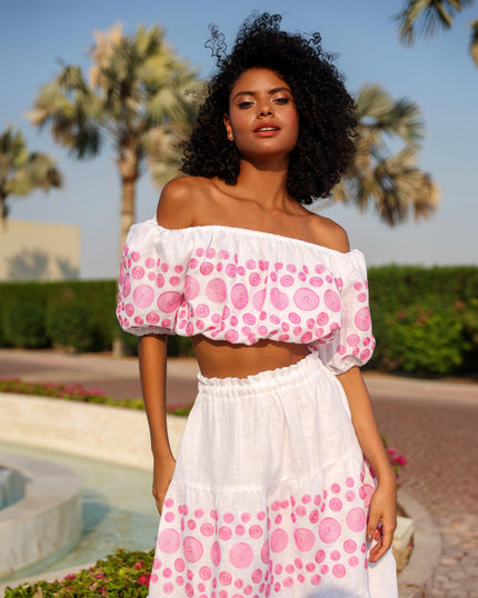 White Embroidered Linen Dress | ZALXNDRA