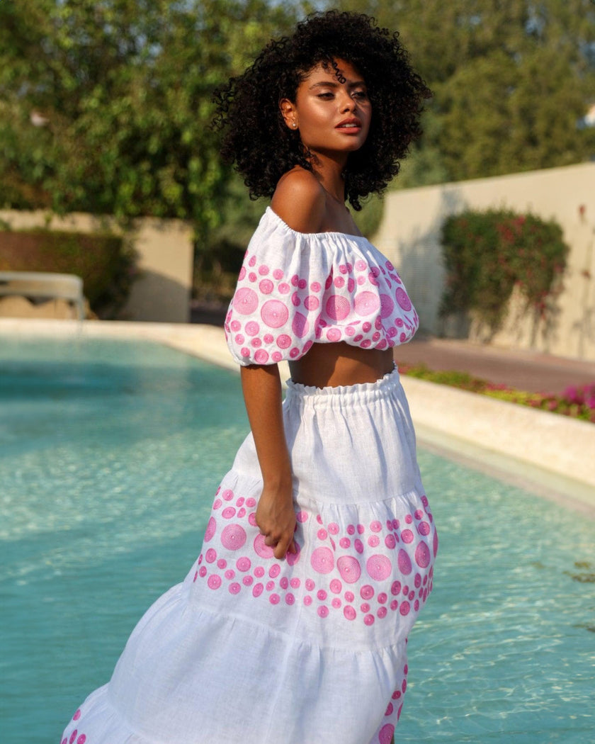 White Embroidered Linen Set | ZALXNDRA