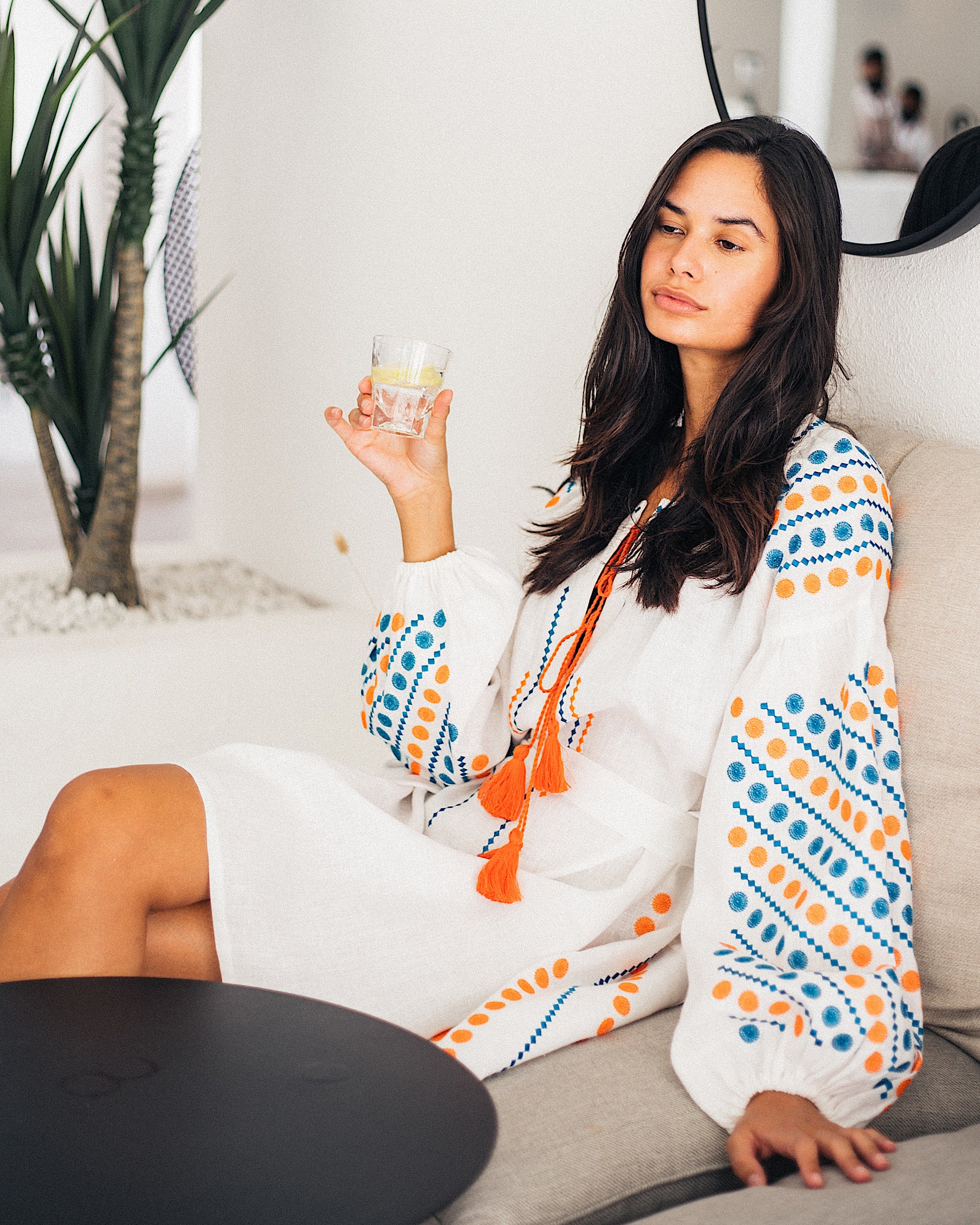 White Embroidered Linen Mini Dress | ZALXNDRA