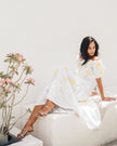 White Embroidered Linen Dress | ZALXNDRA