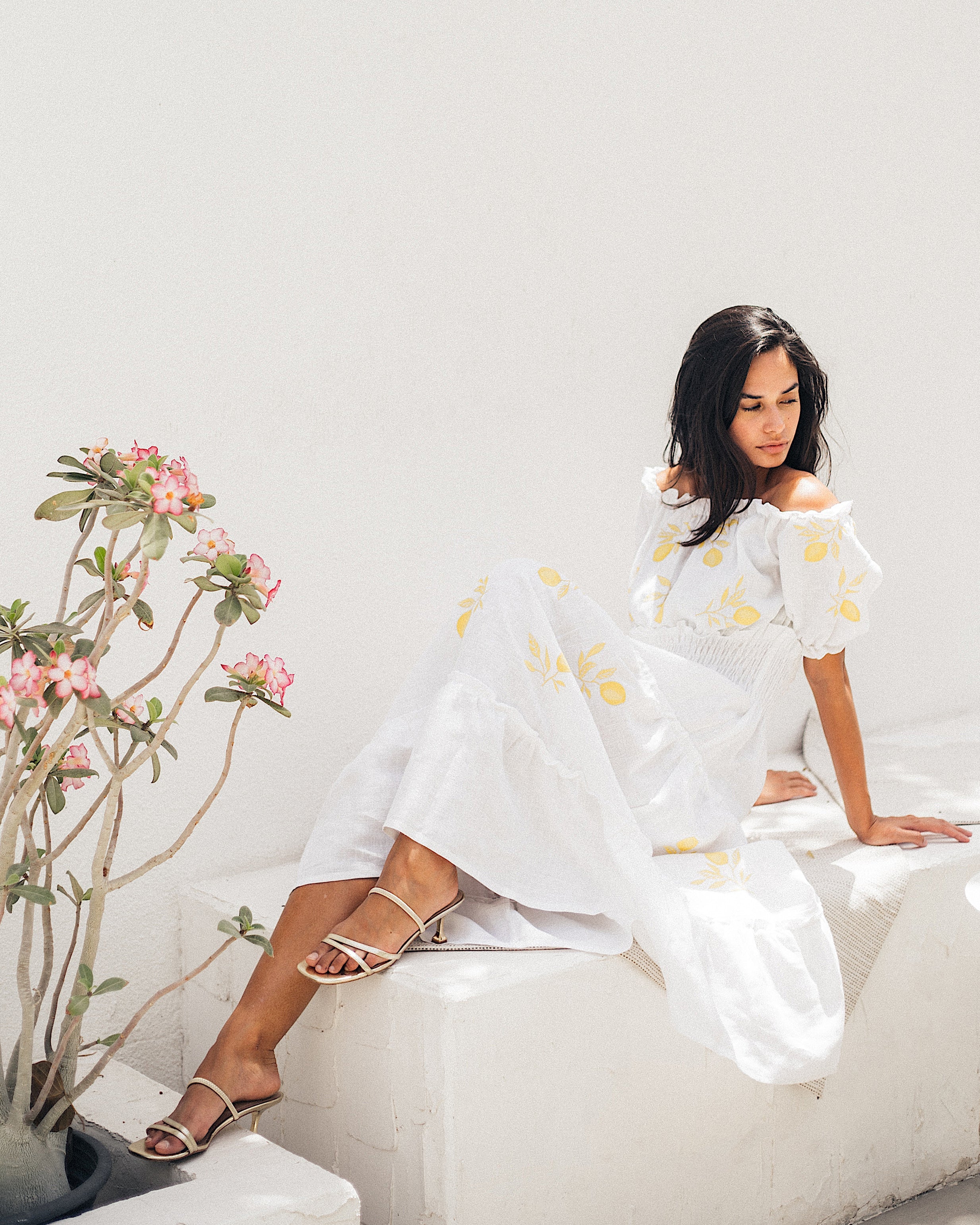 White Embroidered Linen Dress | ZALXNDRA