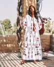 White Embroidered Linen Maxi Dress | ZALXNDRA