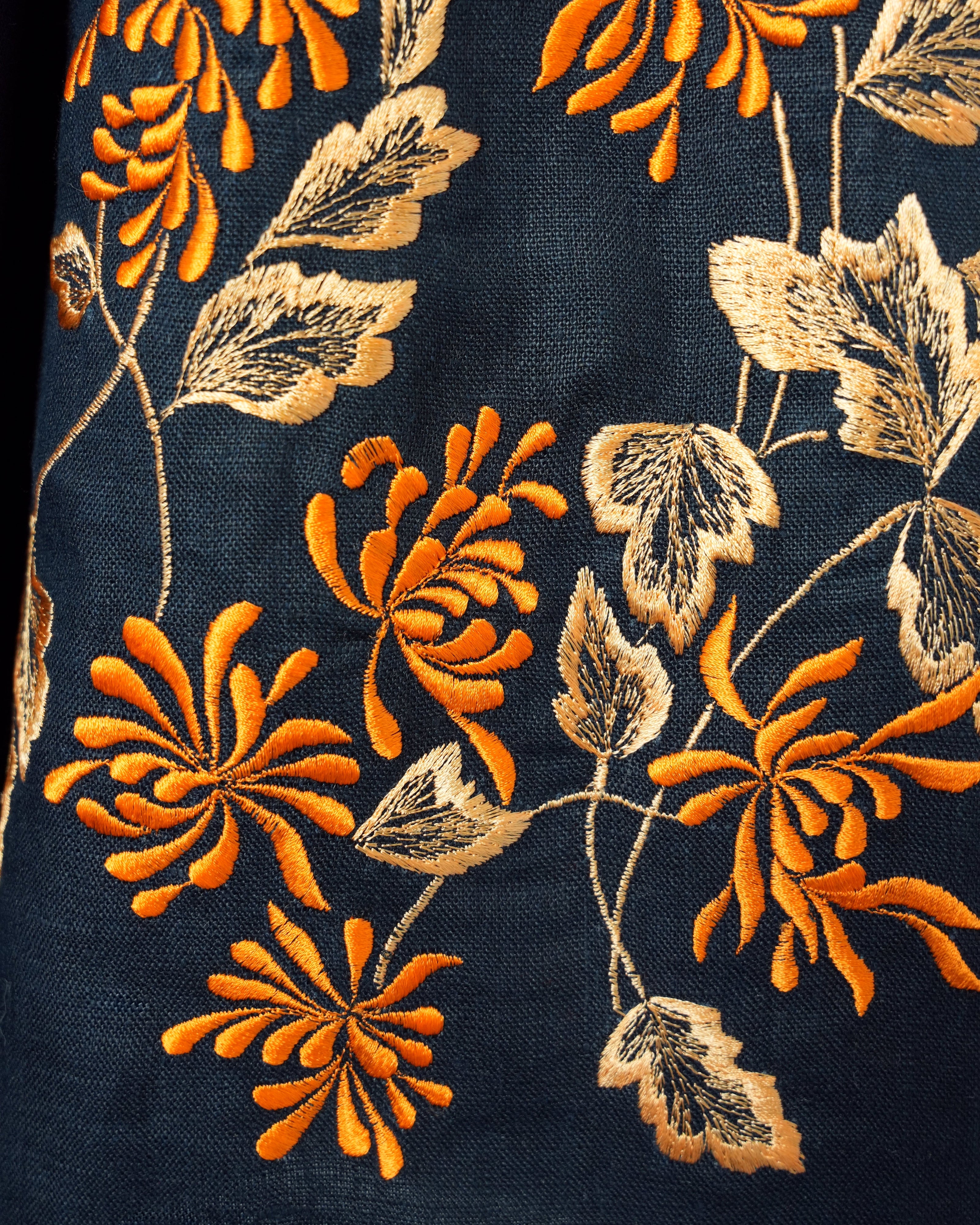 Rhapsody Blue Embroidered Linen Maxi Dress | ZALXNDRA