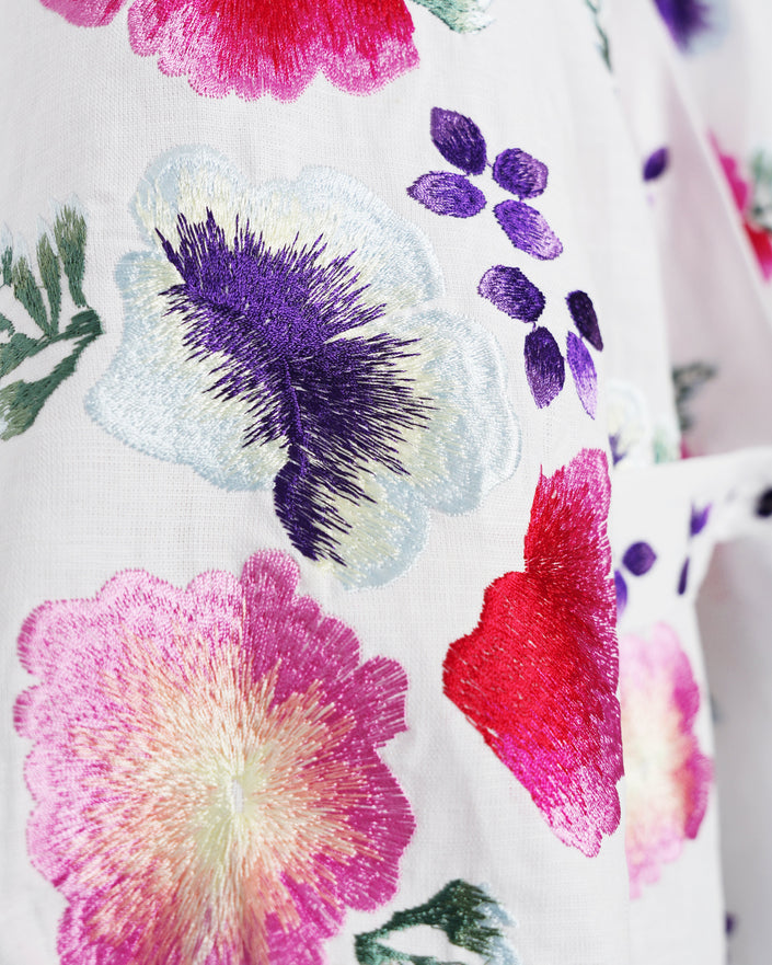 White Embroidered Linen Mini Dress | ZALXNDRA