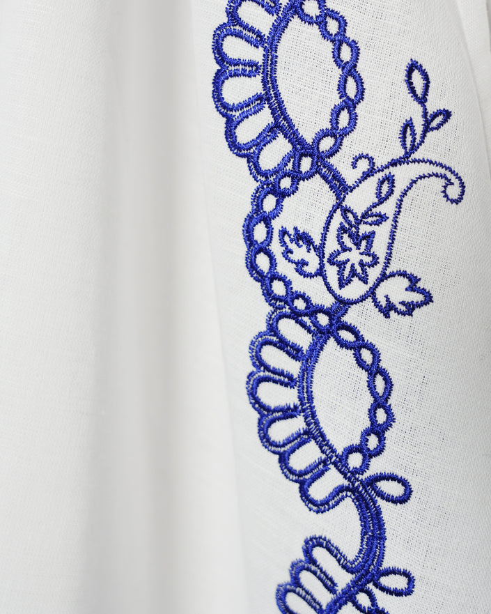 White Embroidered Linen Dress | ZALXNDRA