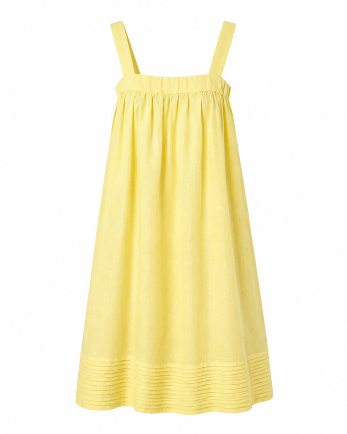 Light Yellow Linen Mini Dress