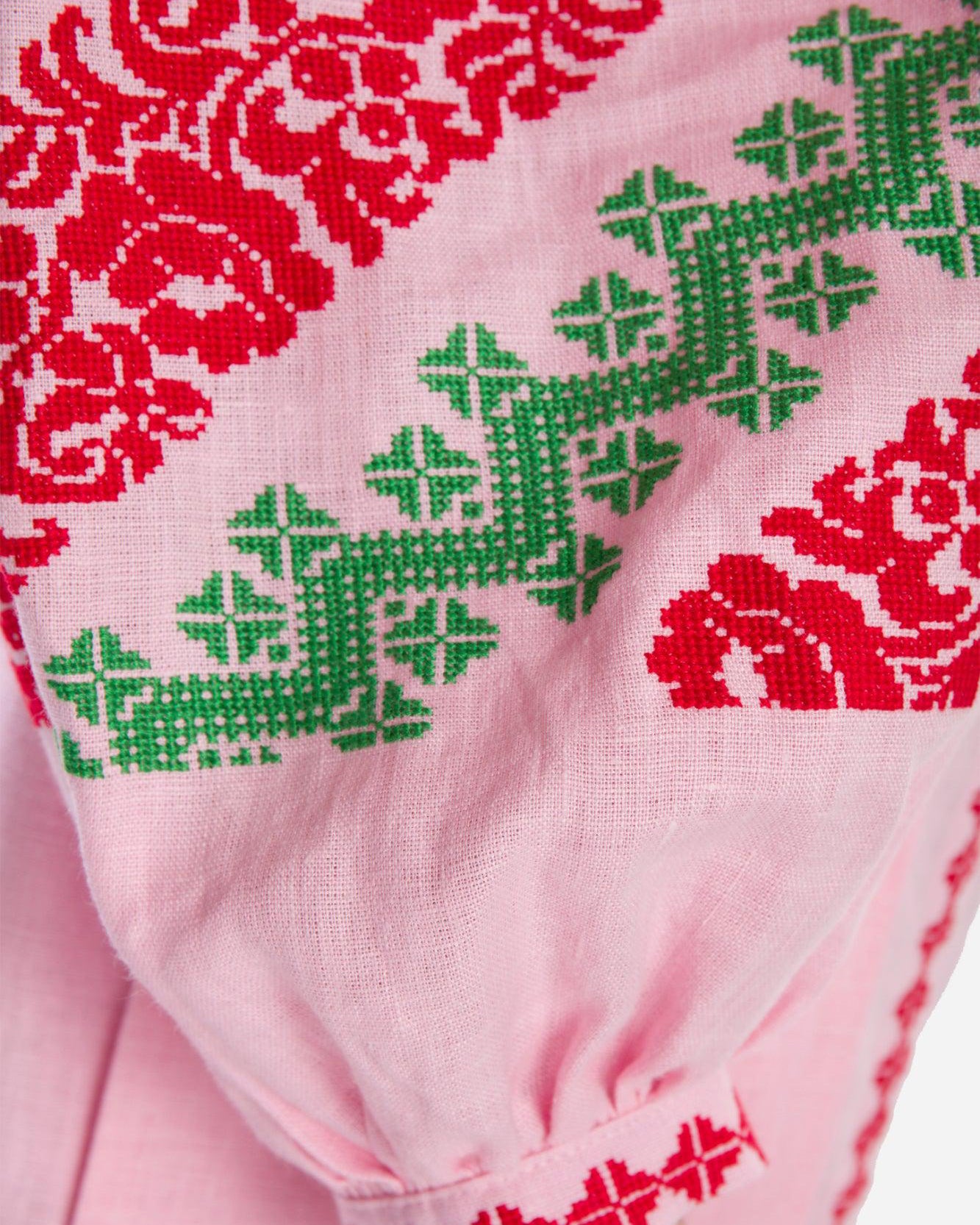 Light Pink Hand Embroidered Linen Maxi Dress | ZALXNDRA