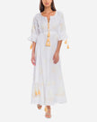 White Embroidered Linen Maxi Dress | ZALXNDRA