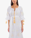 White Embroidered Linen Maxi Dress | ZALXNDRA