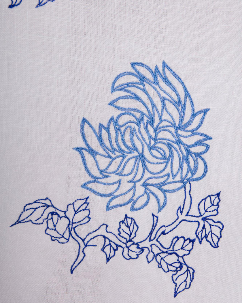 White Embroidered Linen Maxi Dress | ZALXNDRA