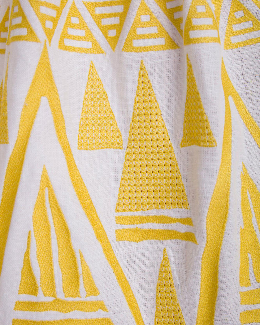 White Embroidered Linen Maxi Dress | ZALXNDRA