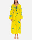 Lemon Yellow Embroidered Linen Maxi Dress | ZALXNDRA