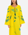 Lemon Yellow Embroidered Linen Maxi Dress | ZALXNDRA
