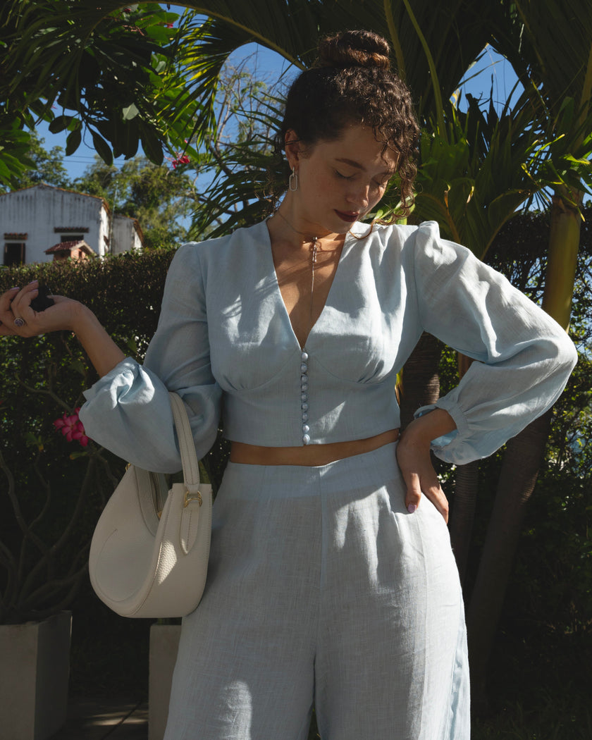 Baby Blue Linen Set | ZALXNDRA