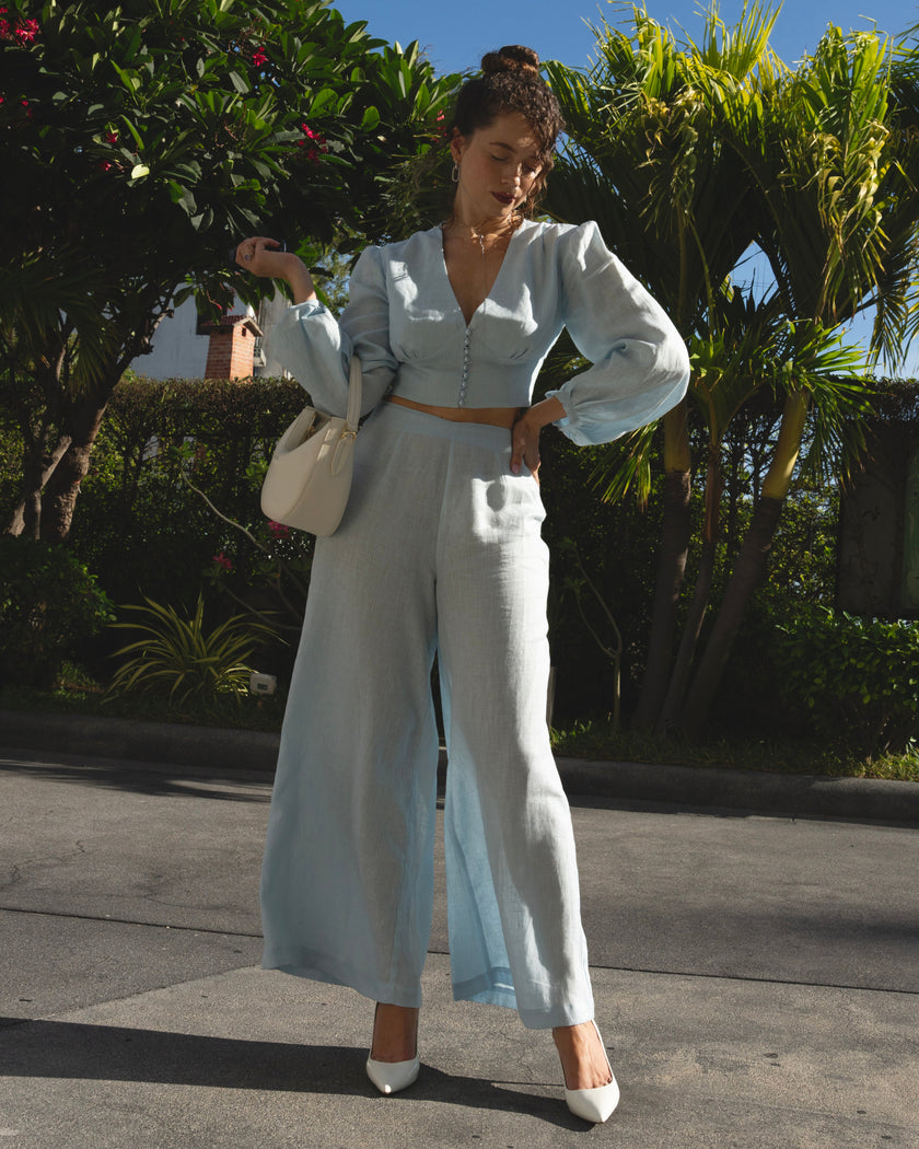 Baby Blue Linen Set | ZALXNDRA