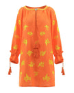 Pumpkin Orange Embroidered Linen Mini Dress | ZALXNDRA