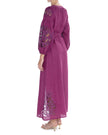 Plum Purple Hand Cut Embroidered Linen Maxi Dress | ZALXNDRA
