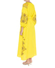 Lemon Yellow Hand Embroidered Linen Maxi Dress | ZALXNDRA