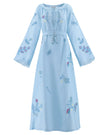 Powder Blue Embroidered Linen Maxi Dress | ZALXNDRA